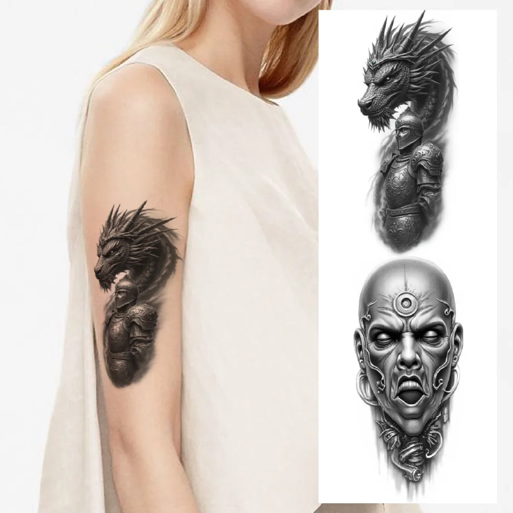 12 pièces tatouage temporaire tatouages temporaires réalistes Viking à capuche femme pharaon pour bras hommes adultes