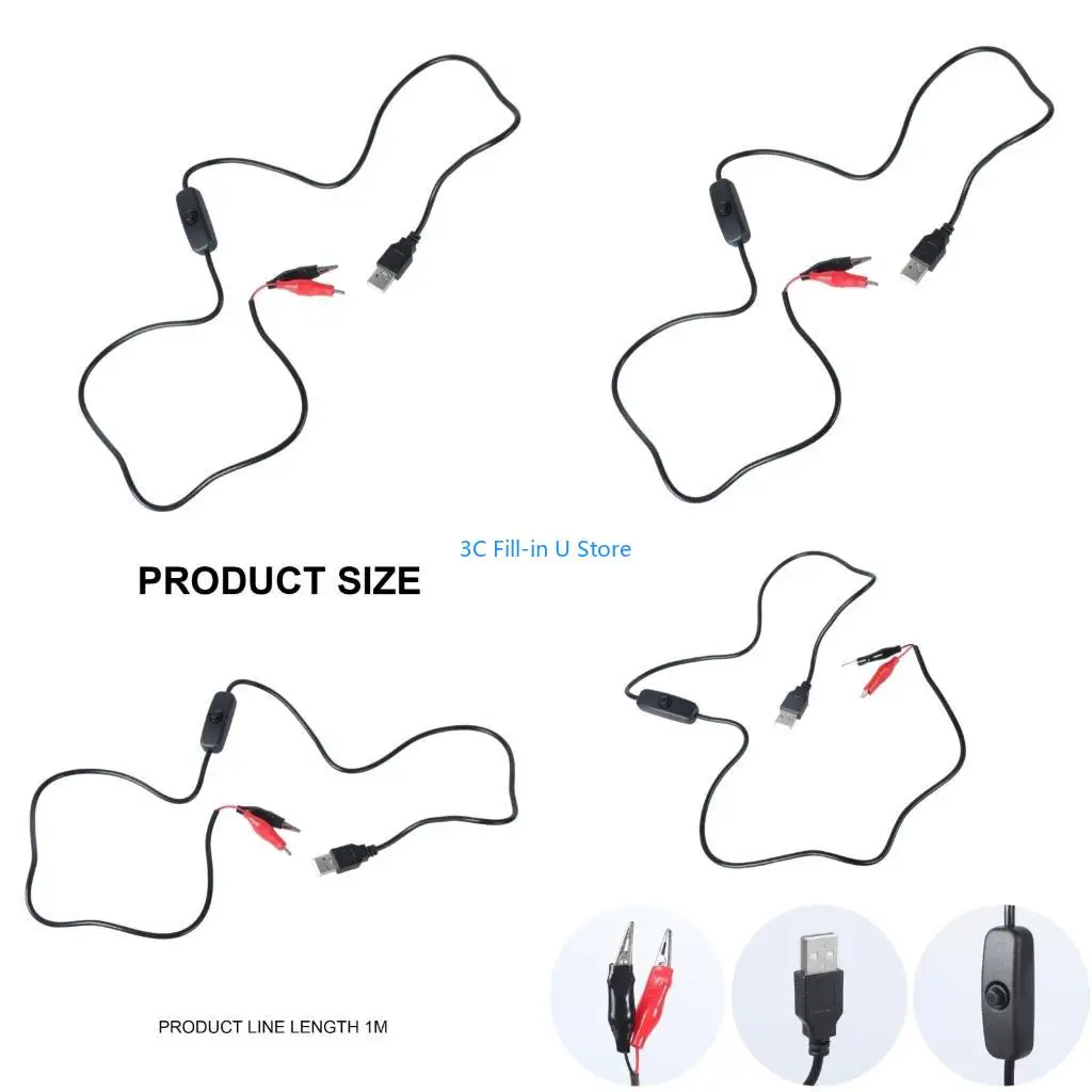 G8TA USB Male Connector to Clip Cable, 100cm Clamp Cord to USB 5V Power Supply Adapter Wire for 5V Toy Router