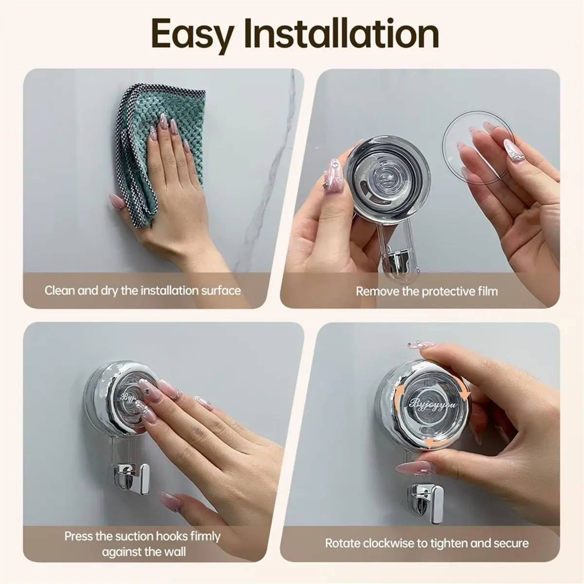 

Industrial Tools 4pcs Heavy Duty Suction Cup Hooks, Strong Suction Hanger for Wreath,Shower,Window & Glass Door,Waterproof Outdo