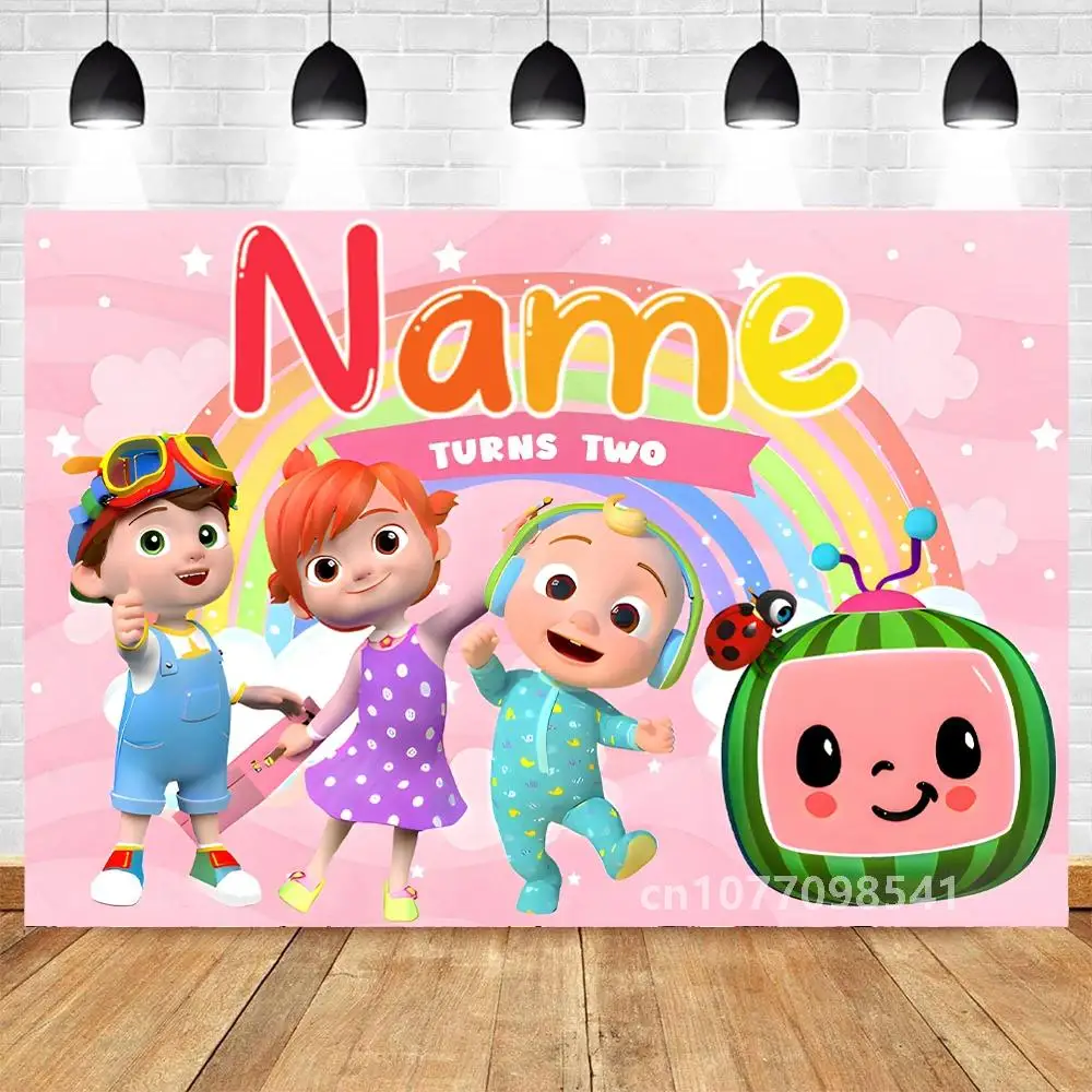 Nome personalizzato Cartoon Famiglia Colore Palloncino Torta Ragazzo Ragazza Bambini Festa di compleanno Fotografia Decorazione Sfondo Studio Puntelli