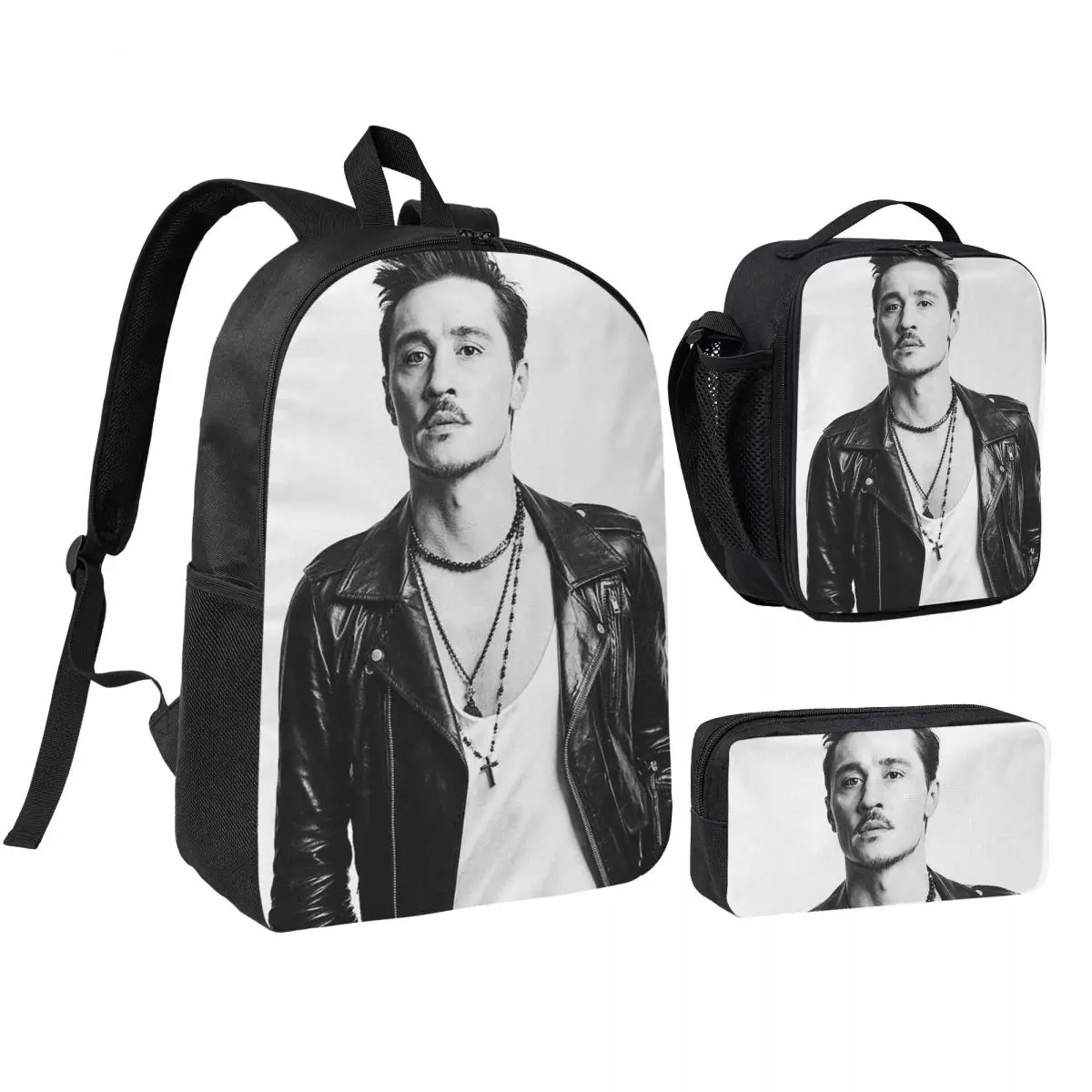 

Hearmny Dima Bilan Backpack Student BookBag School Bag Shoulder Bags 3ps Insulated Lunch Bag Pencil Case