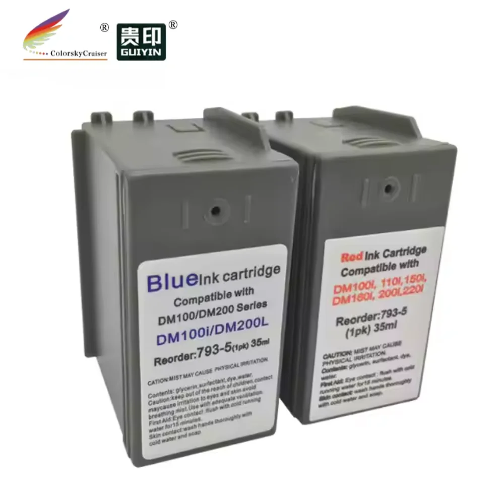 Franking Postage meter ink cartridge 793-5 for Pitney Bowes DM100, DM100i, DM200L, P700, DM110i, DM160i, DM220i blue/red 35ml