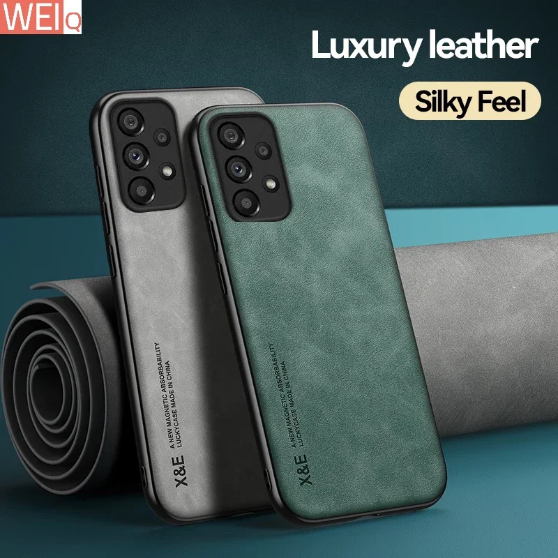 

Роскошный кожаный чехол из овечьей кожи на магнитной застежке для Samsung Galaxy A54 5G A34 A14 A53 S23 S22 Ultra A13 A52 A33 A51 S20 FE, матовый чехол