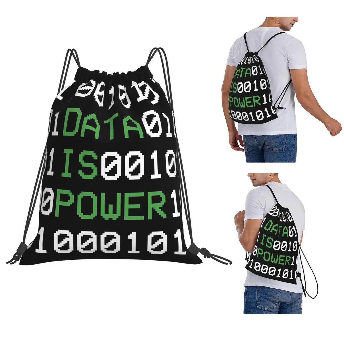 Hacker Code Binary Code Geek Science Computer Backpacks Fashion Drawstring Bags Storage Bag Book Bags for Man Woman Students