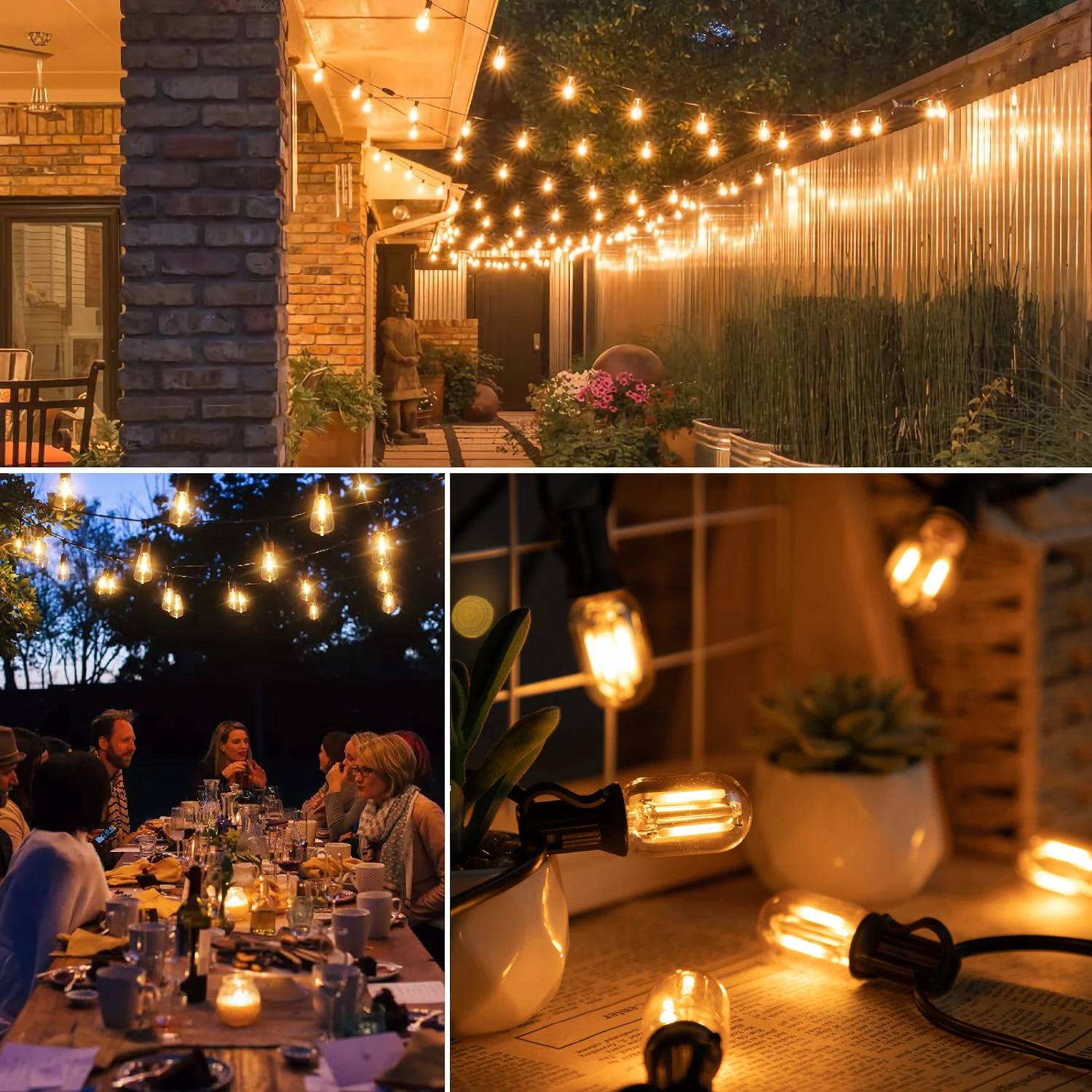 Amber T22 1W String Lights Led 220V 110V Garland Street Light Bulb E12 Waterproof Connectable Outdoor Garden Wedding Decoration