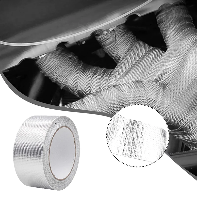 10m X 3cm Aluminum Foil Tape High Temperature Resistant Silver Insulation Tape for Manifold Downpipe Wrapping