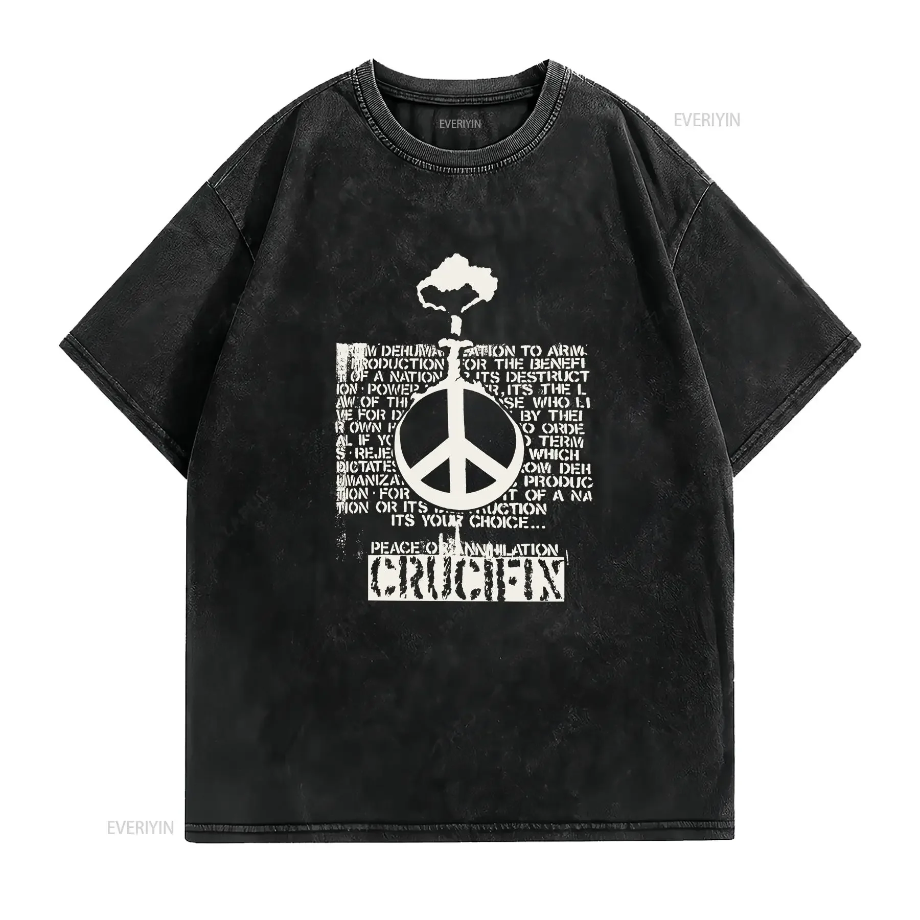 Crucifix T shirt size S M L XL 2XL CRASS Mob47 Flux Gism Disclose Punk Crust HC vintage Washed Casual Versatile Soft fashion