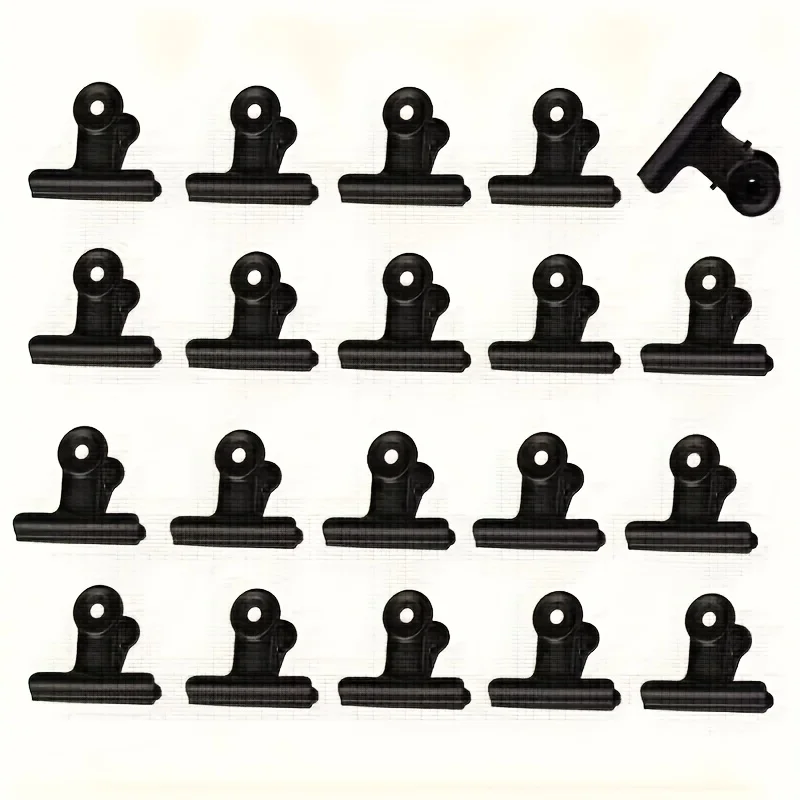 20pcs Multi-Purpose 22mm Black Metal Binder Clips - Mini Bulldog Hinge Clips for Photos, Labels & Office/Home Decor