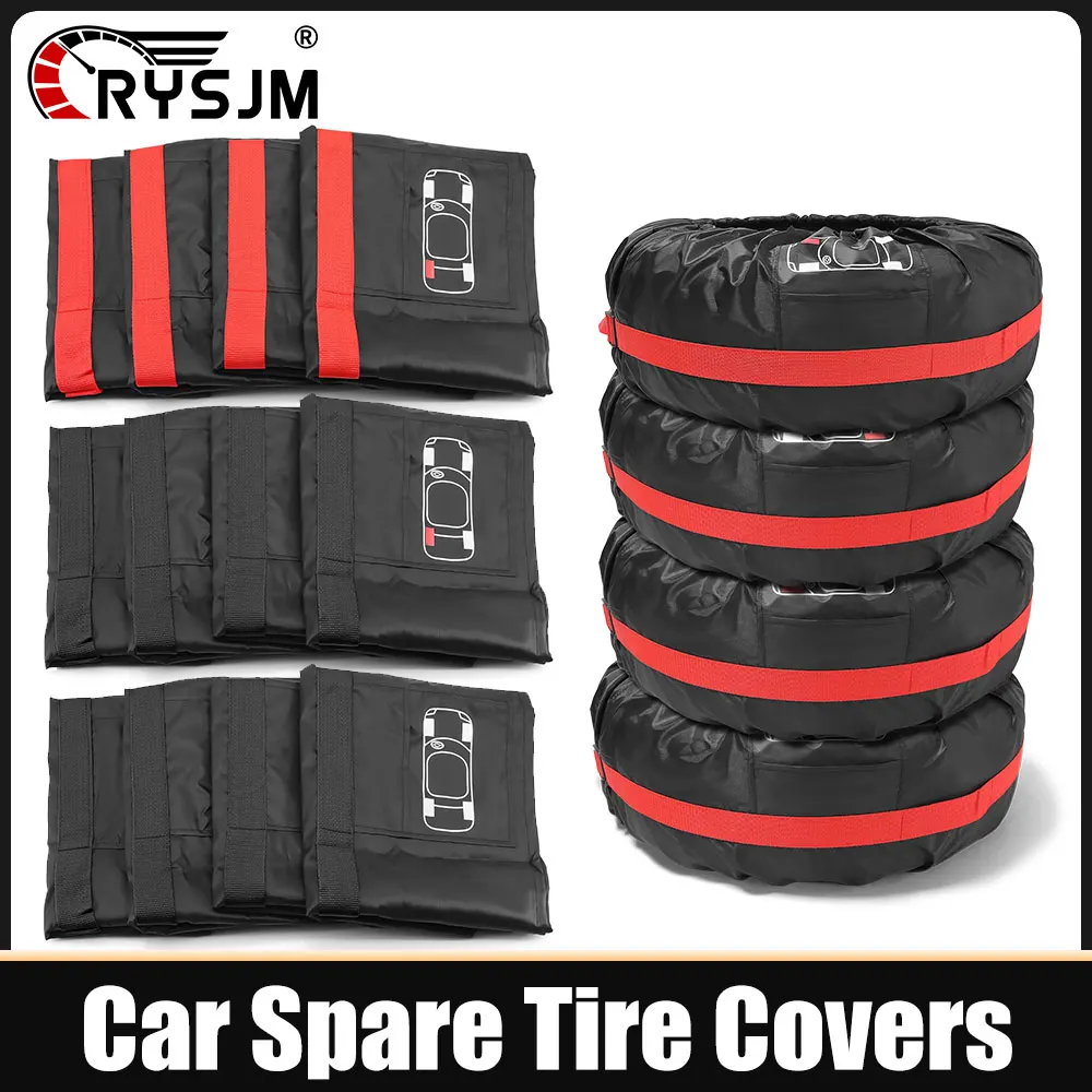 

4 PCS 210D Oxford Cloth Car Spare Tire Covers Universal Case Auto Wheel Tires Storage Bags Car Styling Storage Bags Tire Cover