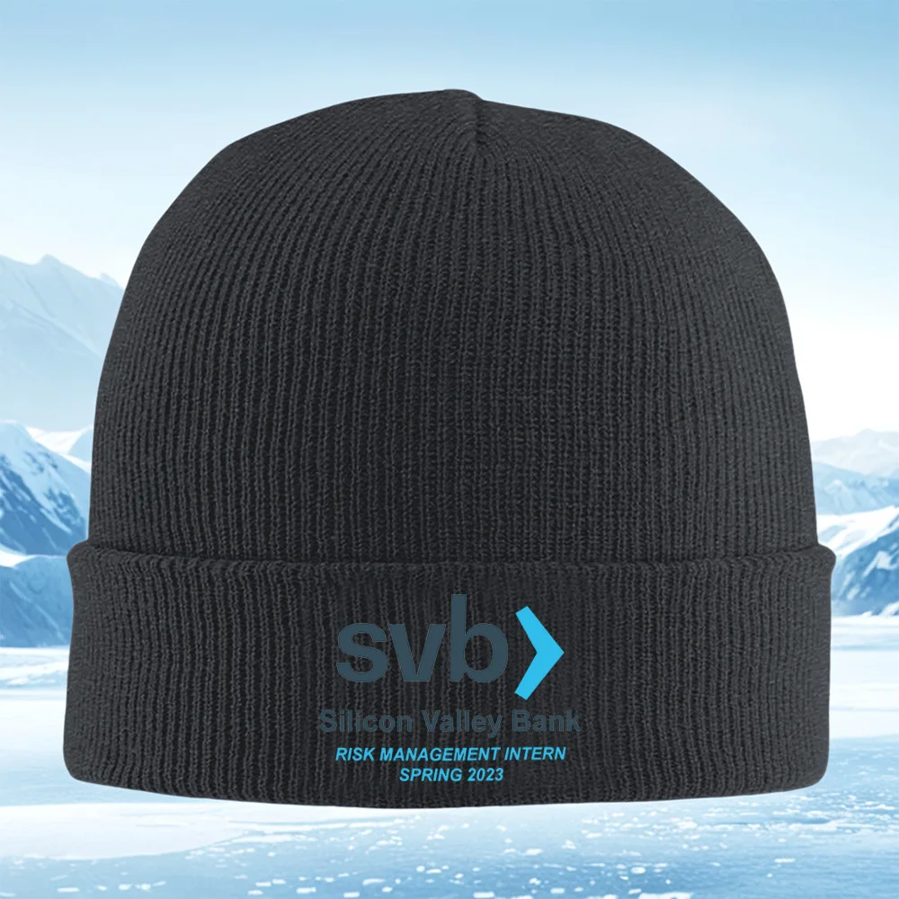 SVB flecha derecha logo diseño texto hombres mujeres unisex sombrero de punto gorro jersey invierno térmico cálido Navidad cicli