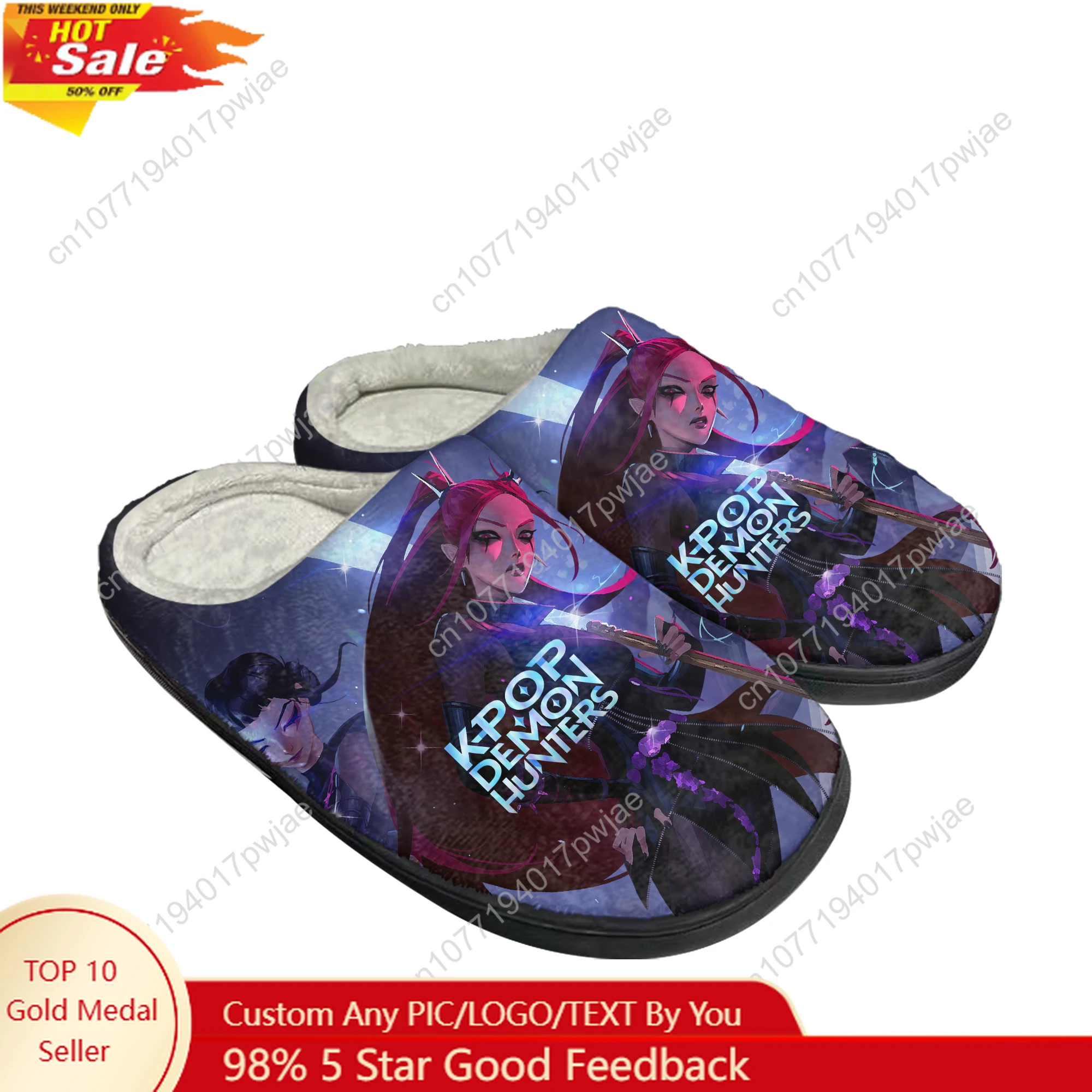 

KPop Demon Hunters Rumi Home Cotton Custom Slippers Men Women Plush Bedroom Casual Keep Warm Shoes Thermal Slipper Custom Shoes