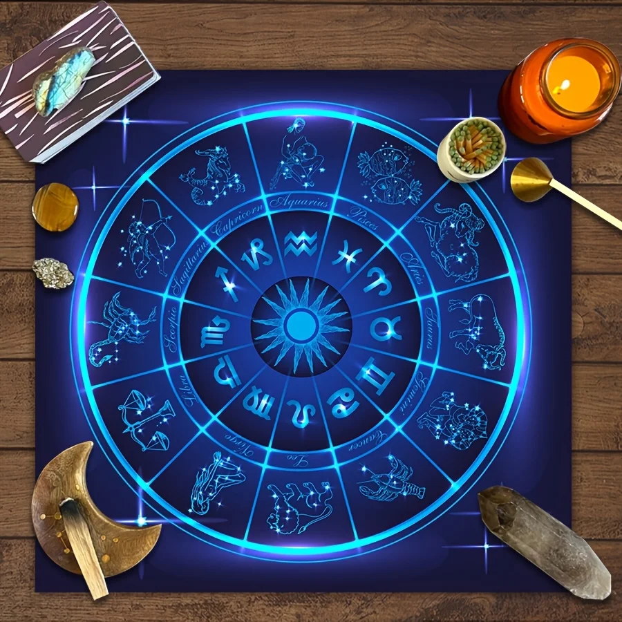  Zodiac Tablecloth Center Sun Mango Waterproof Metaphysical Divination Energy Meditation Starry Sky