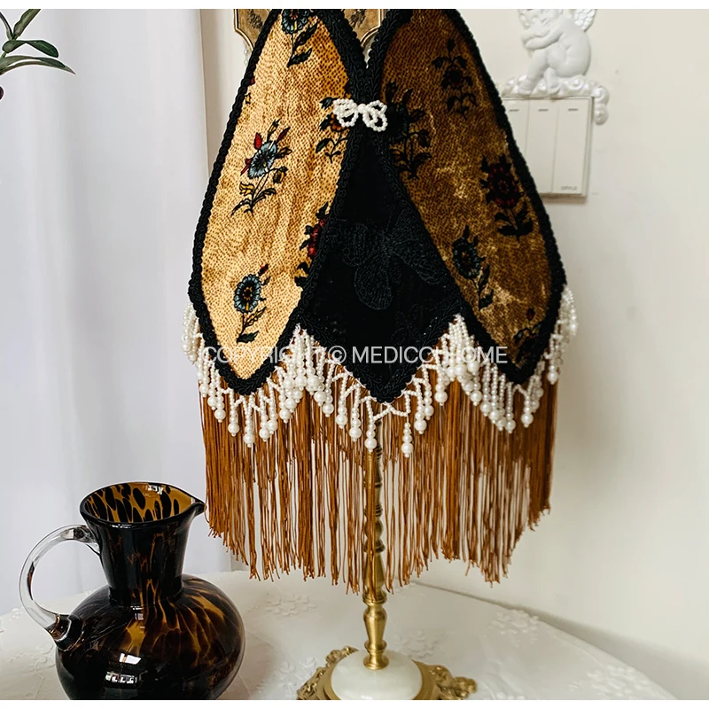 Medicci Home In The Mood For Love Vintage Lampshade With Tassels Luxury Silk Lace Handmade Lamp Shades For Living Room Bedside