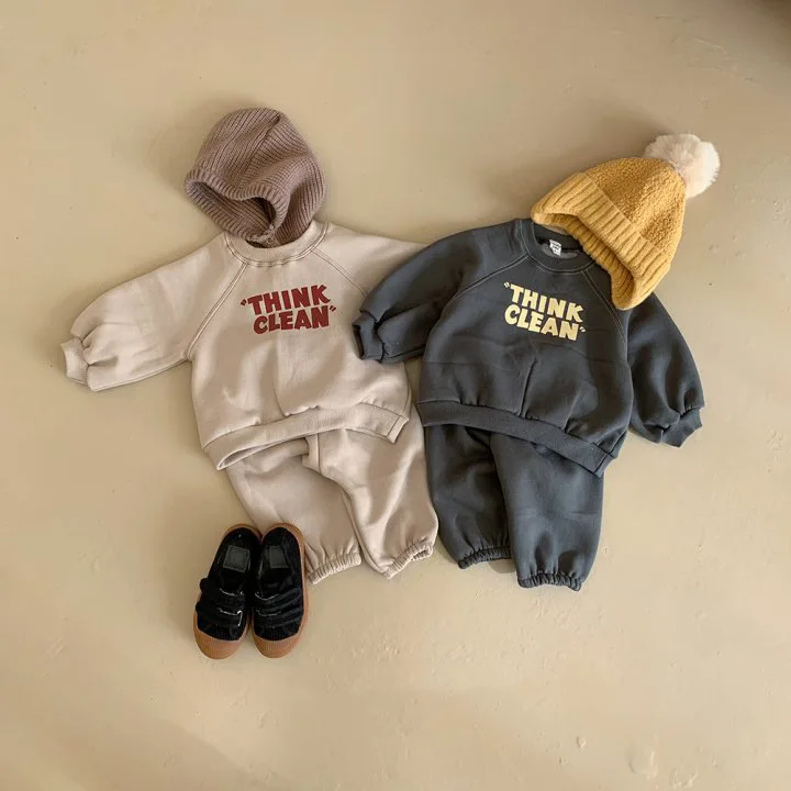 

Children Clothing Set Autumn Winter New 2023 Boys and Girls Baby Korean Style Soft Fleece Letter Casual Simple Two Piece Sets