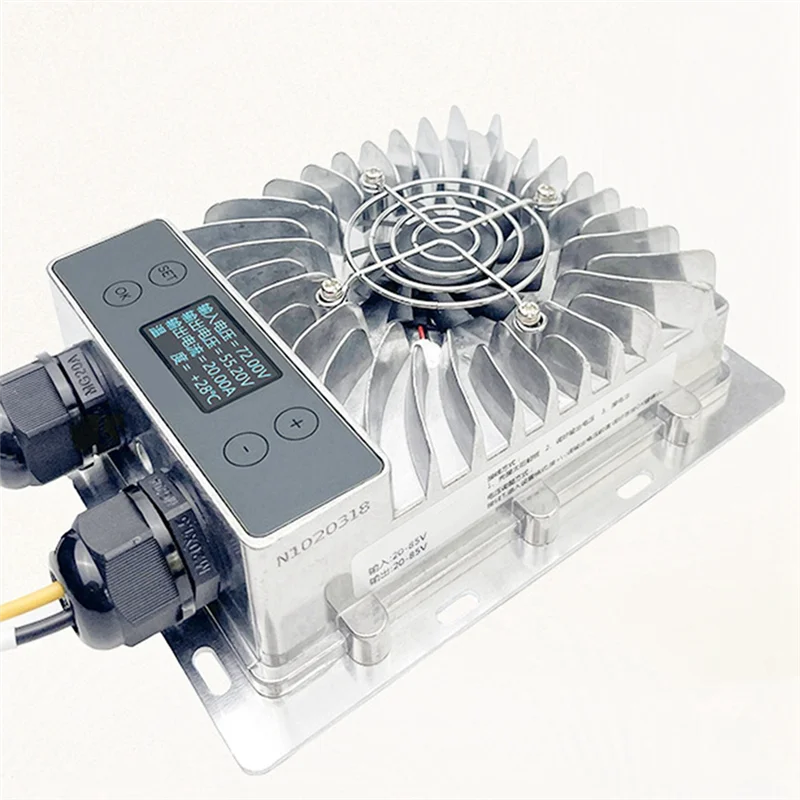 Controlador Solar MPPT con pantalla LCD, módulo reductor fotovoltaico eficiente ajustable de voltaje de 20-85V, requiere