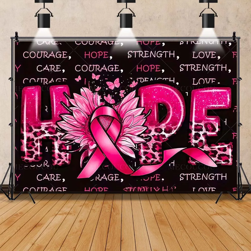 Fondo de fotografía para el día del cuidado del cáncer de mama, cinta rosa, telón de fondo de mariposa, decoración de póster de promoción de salud para niñas y mujeres