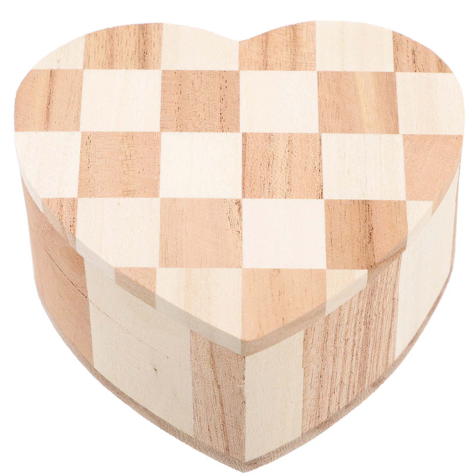 صندوق مجوهرات خشبي على شكل قلب حقيبة تخزين صغيرة خفيفة الوزن للخواتم والأقراط والأساور والحلي هدية خشبية #3