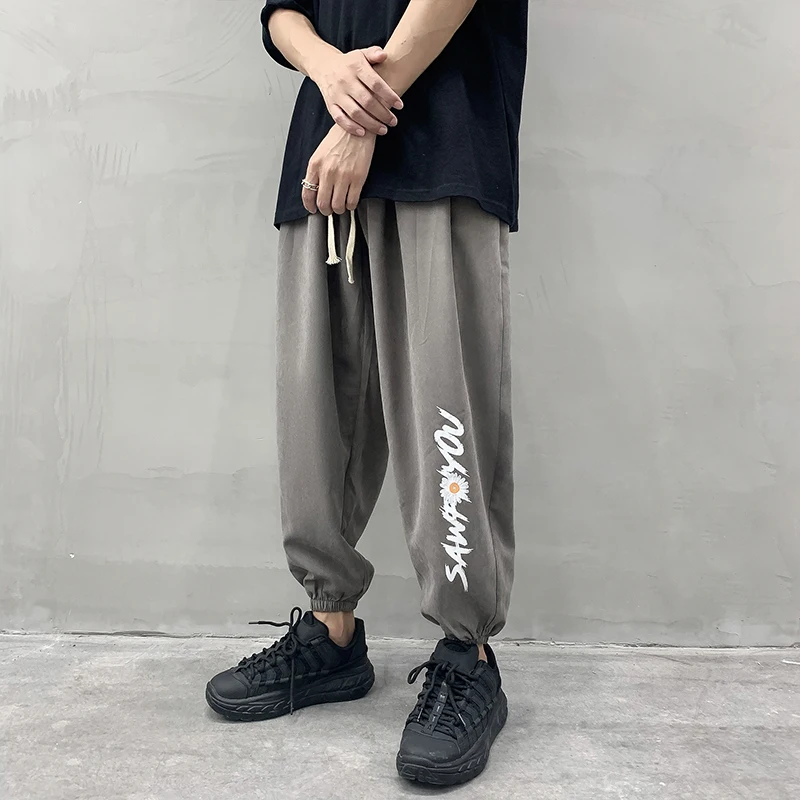 

Daisy Vintage Men Harem Pants Ankle-tied Calf Length Trousers Male Korean Fashion Y2K Streetwear Joggers Trendy Loose Trousers