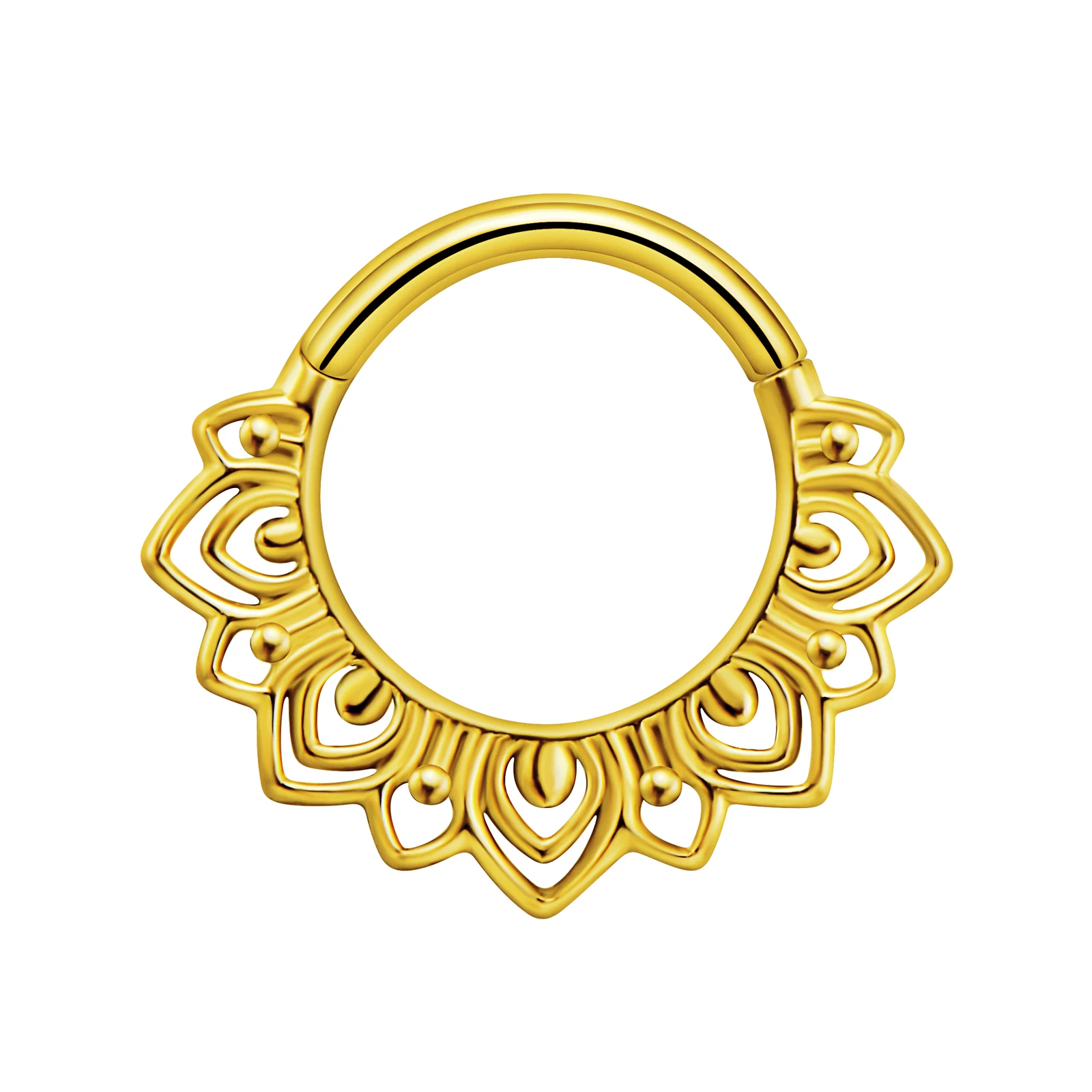 Stainless Steel Hinged Hoop Nose Rings with Butterfly Pattern