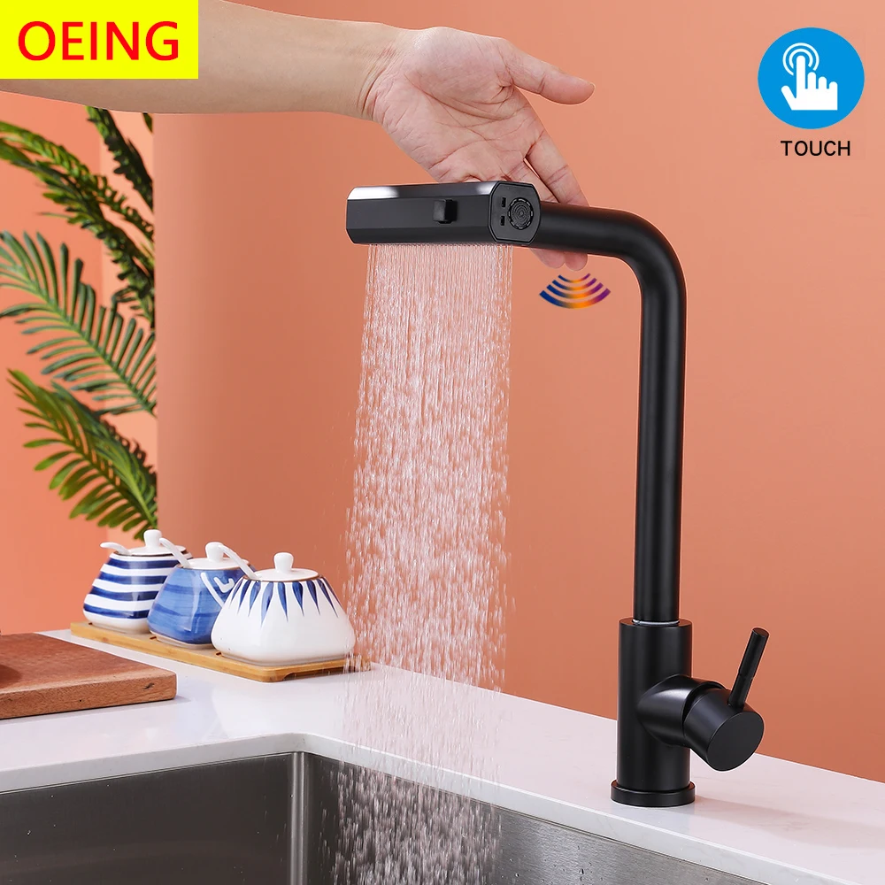 

Sense Kitchen Faucet Can Pull Cold and Hot Can Rotation Waterfall Tap Stainless Steel Battery-powered