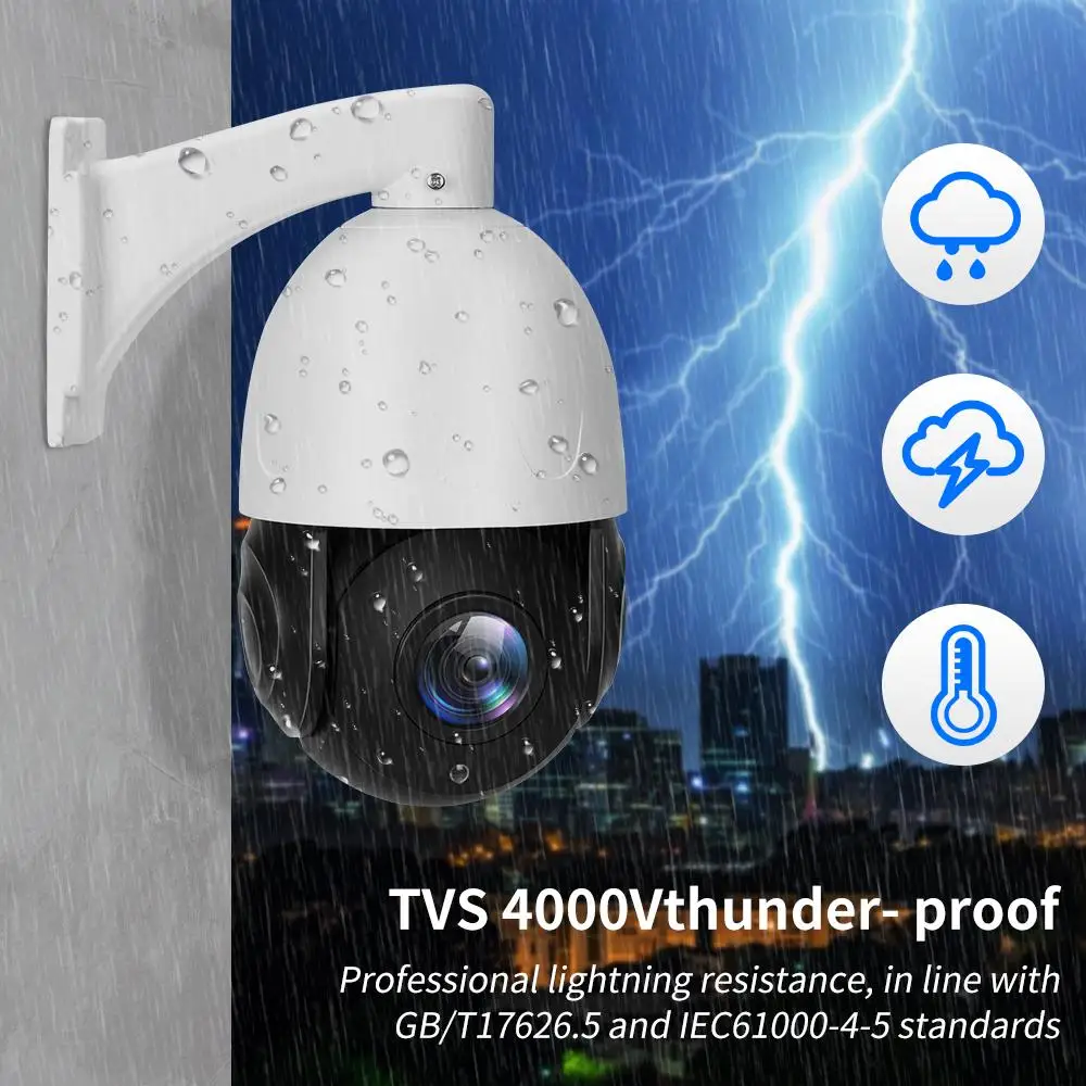 AIOOK-cámara de seguridad POE impermeable para exteriores, videocámara HD 4K con Zoom óptico 100X, visión nocturna, intercomunicador bidireccional, movimiento IP CCTV ONVIF