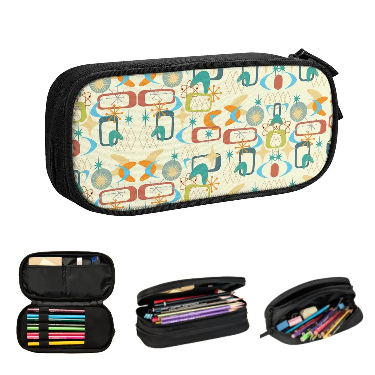 Mid Century Modern - MCM - пеналы с винтажным узором для студенческих подарков, коробка для ручек, сумка для карандашей, большая вместительная сумка для карандашей