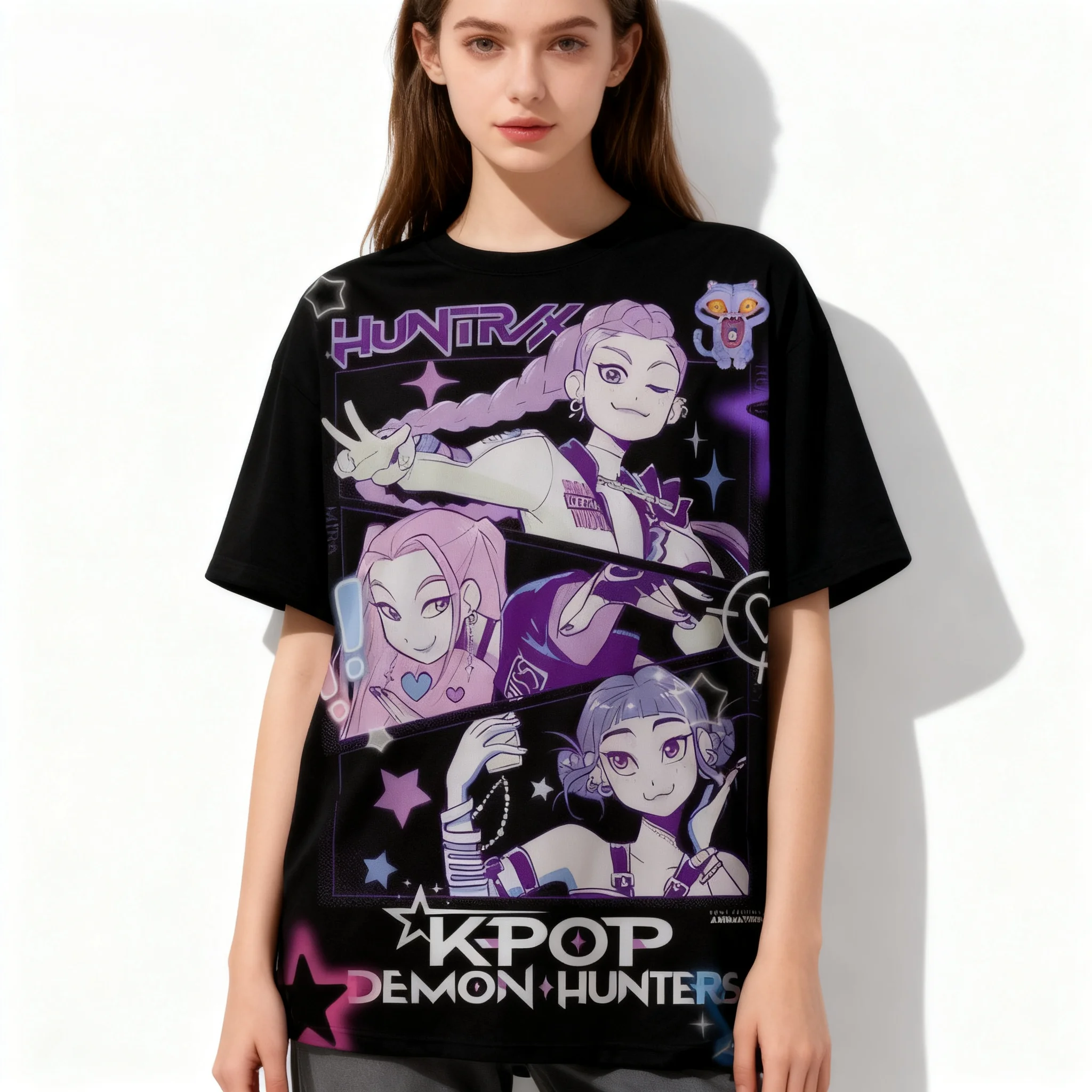 

25/26 Лидер продаж, корейская американская уличная футболка Kpop Witch Hunting Group, 3D женская футболка большого размера для взрослых и детей, подарок