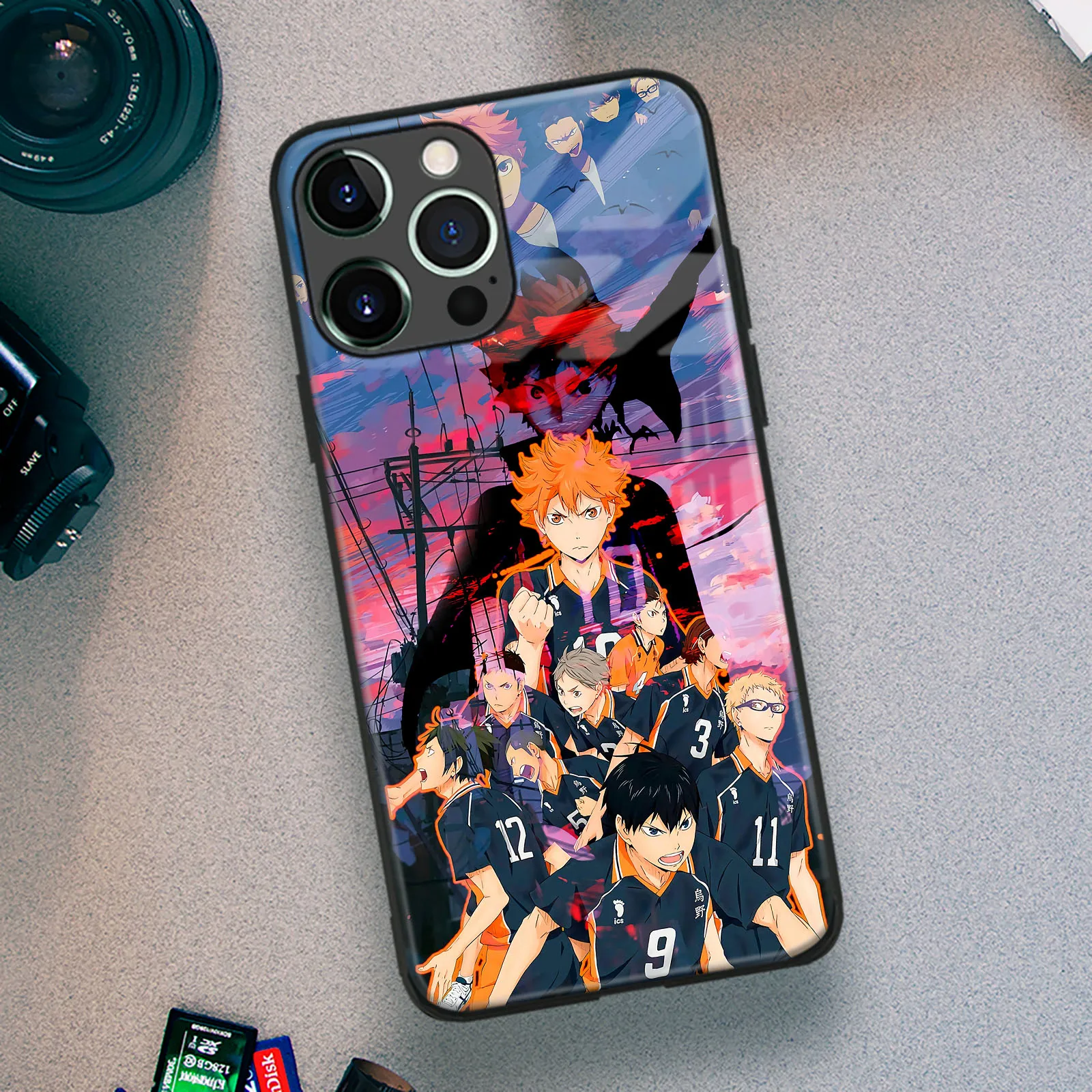 Karasuno высококлассный аниме ТПУ закаленное стекло манга чехол для телефона iPhone 15, 14, 11 Pro Max, 7, 8, 15 Plus, 12, 13 Mini, Xr, Xs