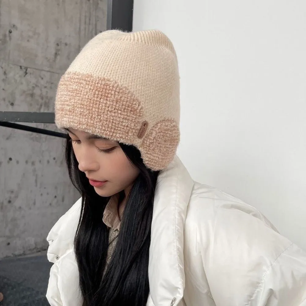 Geschenk Warme Strickmütze Kältebeständige Klassische Ohrenklappmütze Pullover-Design Winddichte Mütze Winter Herbst – Detail 6