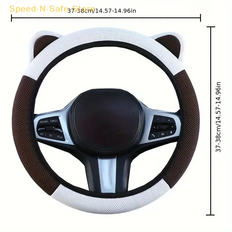 Cartoon Cat Ears Car Steering Wheel Cover Non-slip Suitable For All Types Of Cars Sweat-absorbent Breathable Wear-resistant
