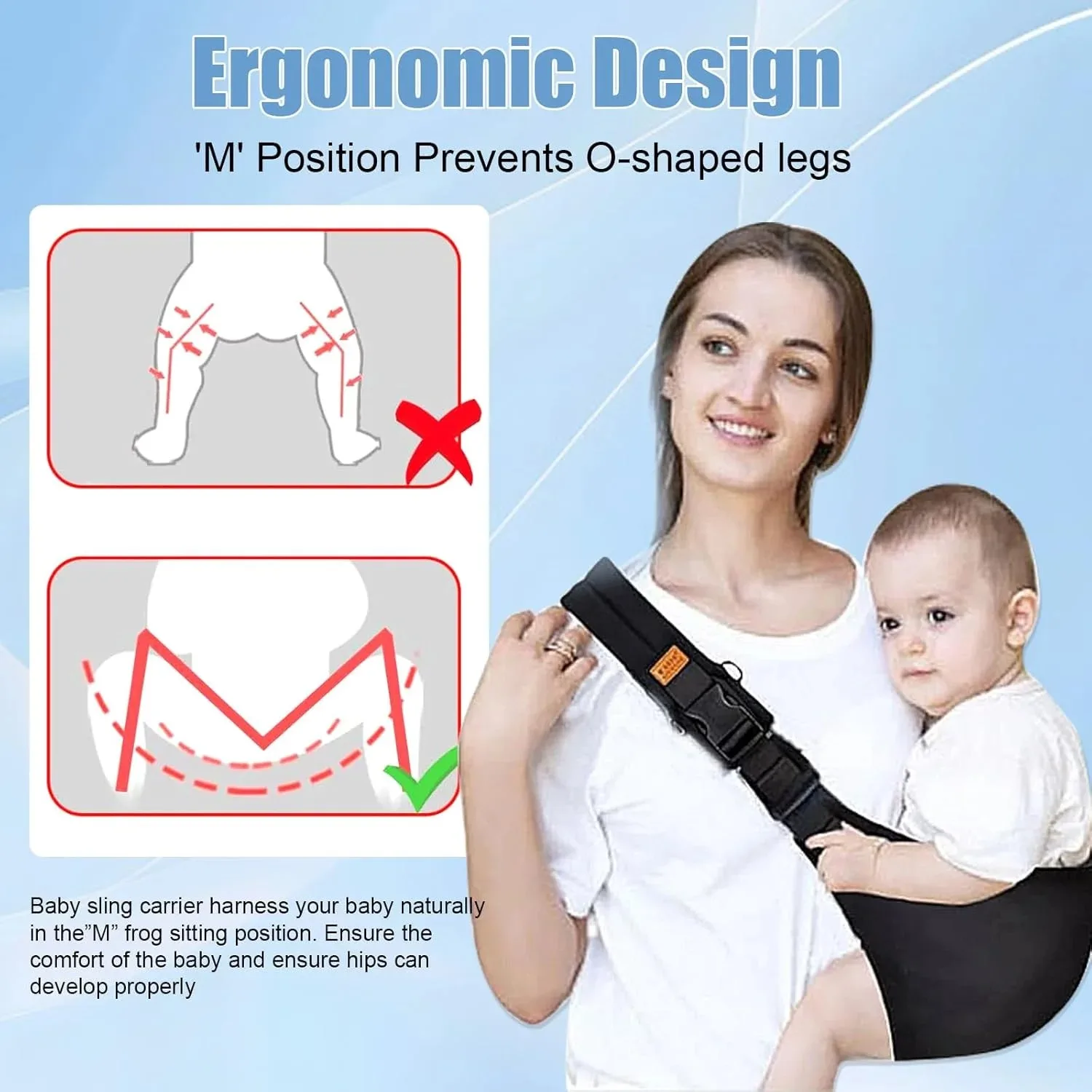 Portable Baby Carrier, Wrap Around Baby Accessory, Adjustable Shoulder Back Child Carrier, Multifunctional Shoulder Strap, Baby view 5