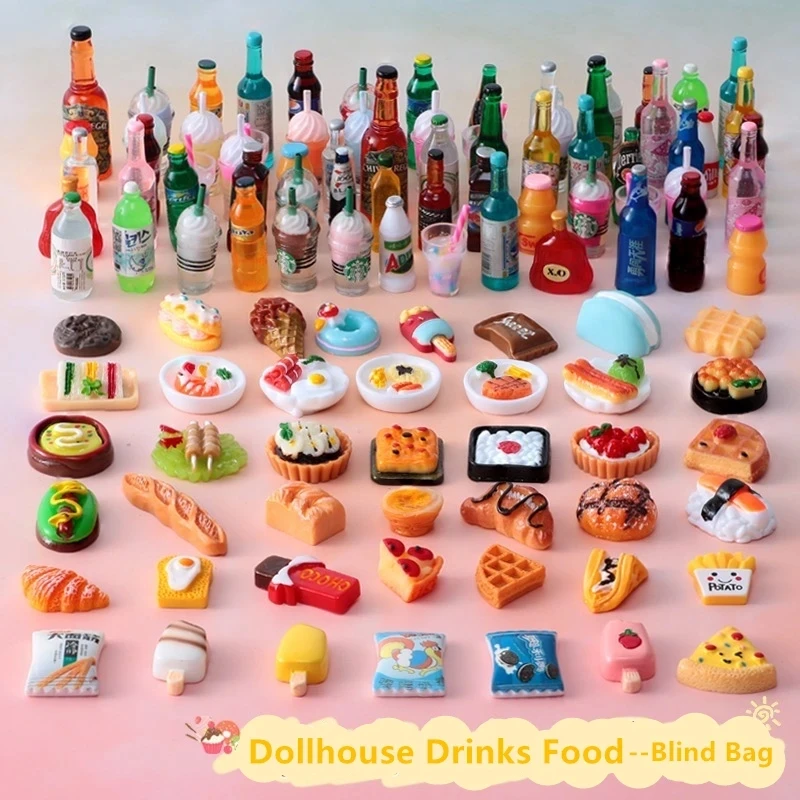 Puppenhaus Miniatur-Artikel Lebensmittel Getränke 1/12 Mini-Küche Puppen-Zubehör Spielzeug für Mädchen Geschenke Brot Eiscreme Bierflasche – Detail 1