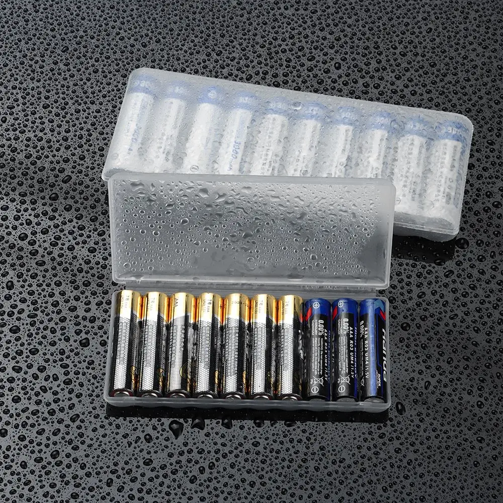 For AAA/AA/18650 10 Slots Battery Storage Box Clear Hard Plastic Battery Organizer Case Waterproof Container Accessories