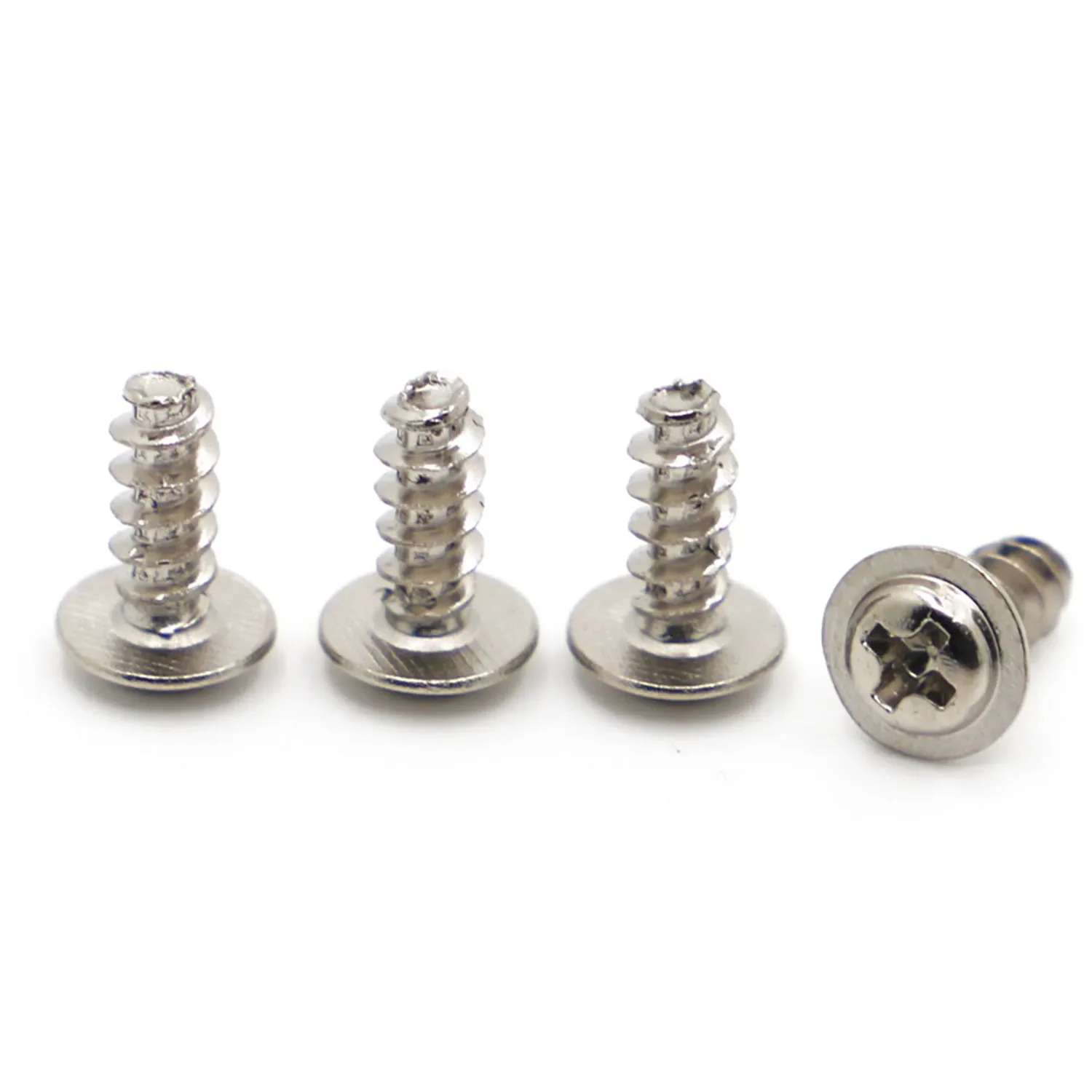 50pcs M1.4 M1.7 M2 M2.3 M2.6 M3 M4 Nickel Plated Steel PWB Screw Phillips Pan Head Flat Tail Self Tapping Screws With Washer