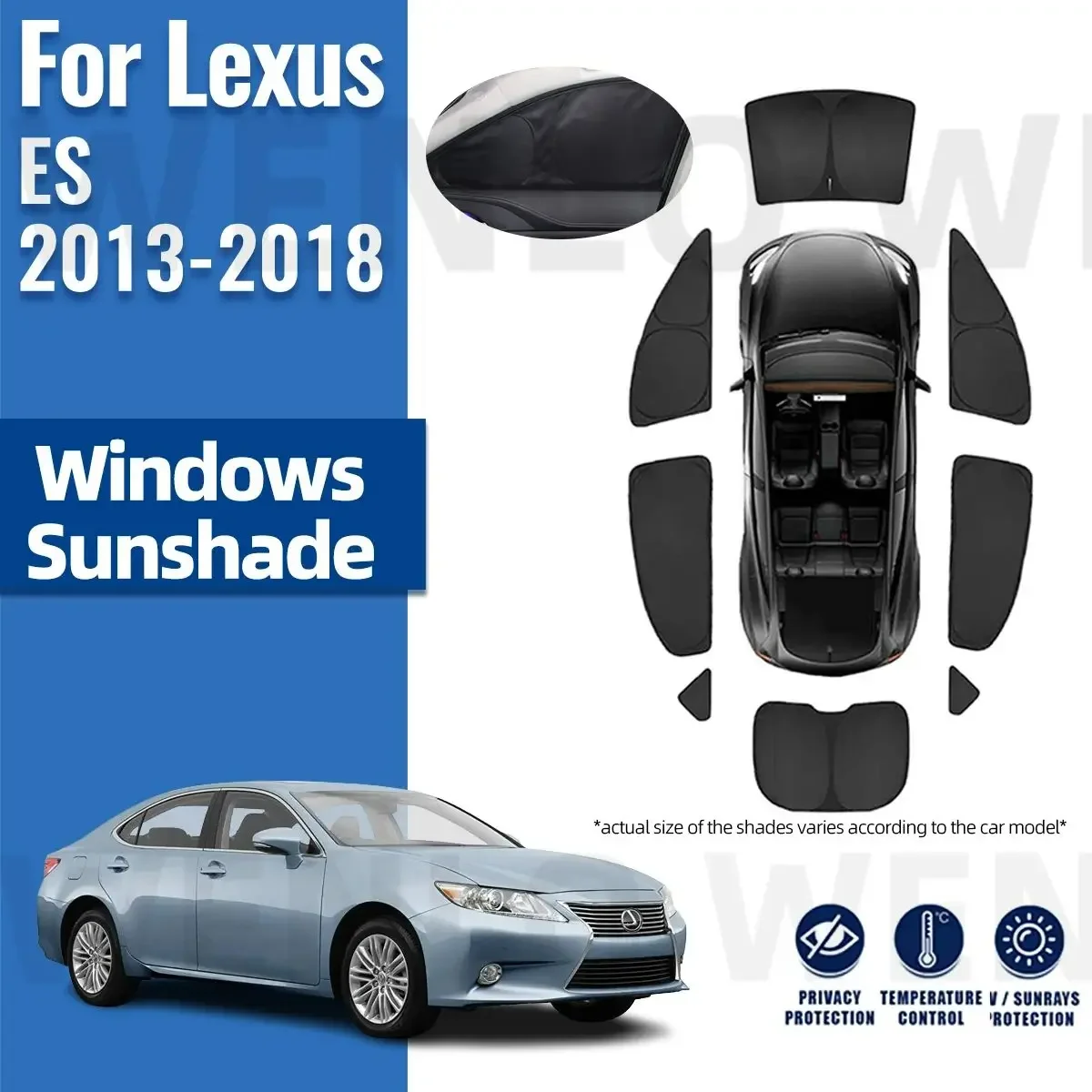 

For Lexus ES350H ES300H ES200 ES250 2013-2018 Full Cover Car Sunshade Visor Front Rear Windshield Curtain Side Window Sun Shade