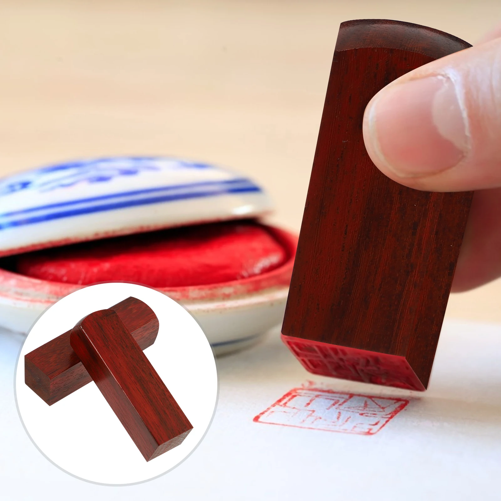 

2Pcs Red Diy Stamps Stamps for Crafting Blank Square Seals Retro Decor Vintage Letter Engraving Wooden DIY Arts