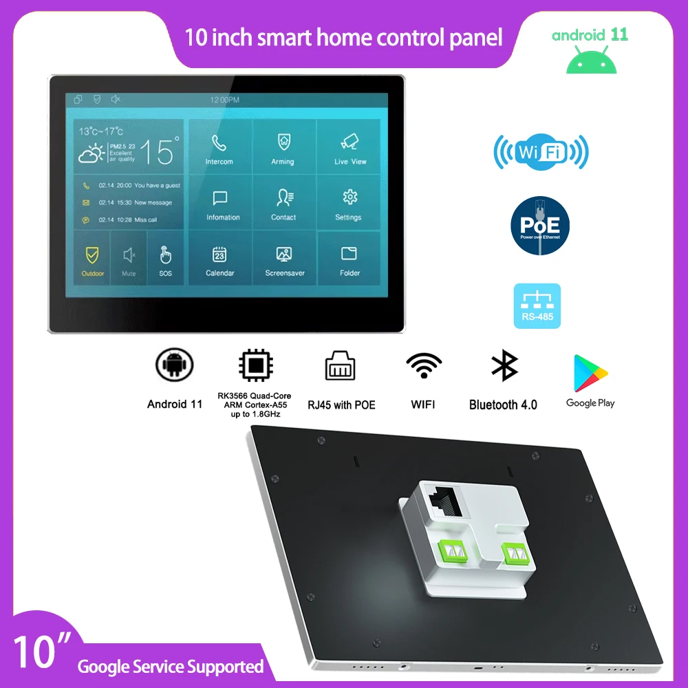 

Новый 10-дюймовый планшет Android POE, панель управления умным домом, корпус из алюминиевого сплава, сенсорный экран IPS, Wi-Fi BT RS485, вход постоянного тока
