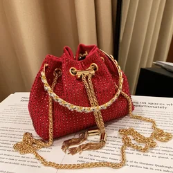 Diamond Bucket Bags for Women 2023 New Luxury Designer Handbag Chain Fashion Evening Bags High Quality Party Woman Shoulder Bag