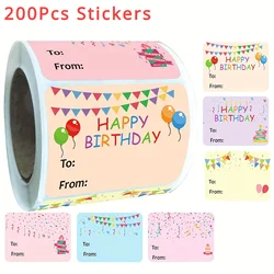 200PCS Happy Birthday Gift Tags Name Tags Sticker - Christmas To From Label Present Stickers Festival Birthday Sticker for Party