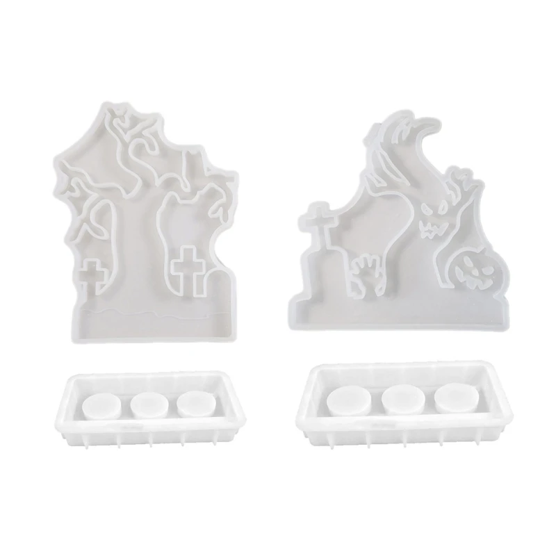 Y1UB Silicone Crafting Moulds Easy Demolding Moulds Halloween Theme Base Molds Flexible Silicone Holder Molds