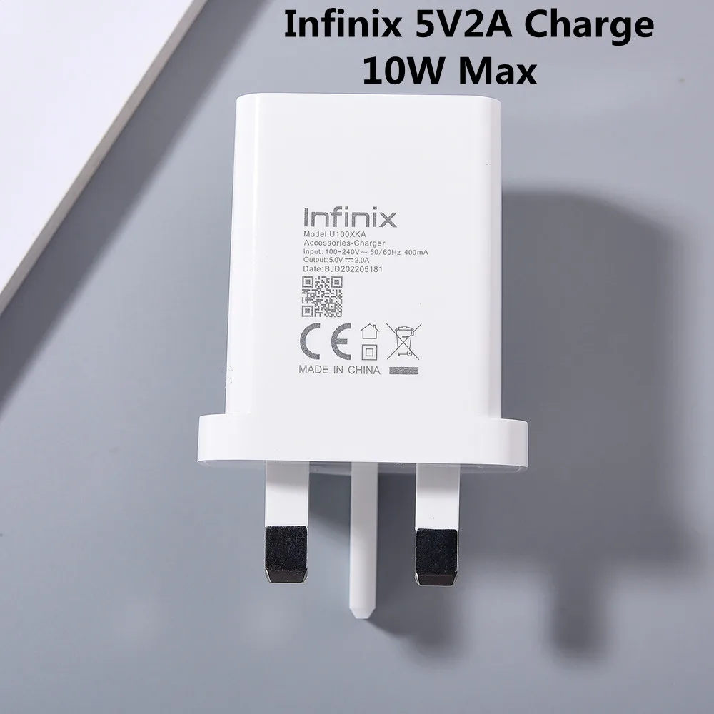 Infinix 5V 2A Charger 10W UK Fast Charging Power Wall Adapter 100CM Usb Type C Cable For Zero 8 8i X Hot 12 Play Note 11 Pro NFC