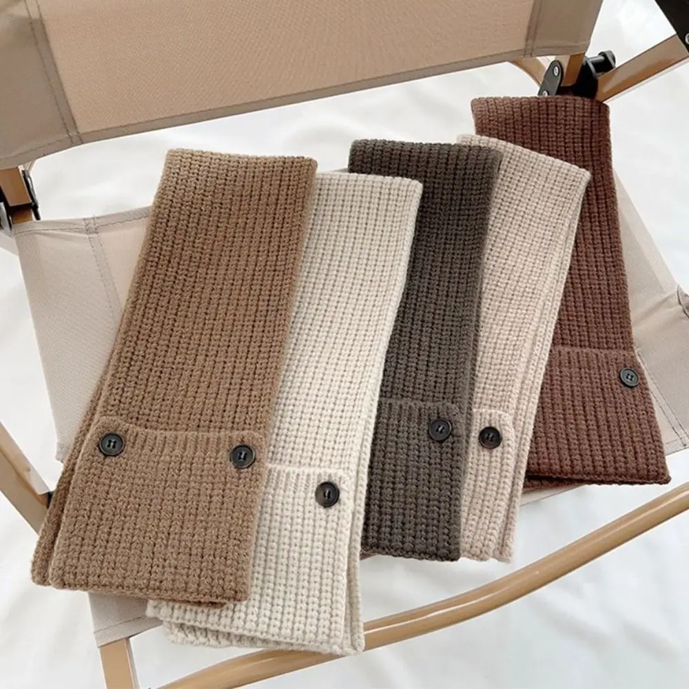 Fashion Windproof Baby Cross Scarf Button Design Solid Color Kids Neckerchief Knit Cross Collar Neck Warmer Outdoor Use