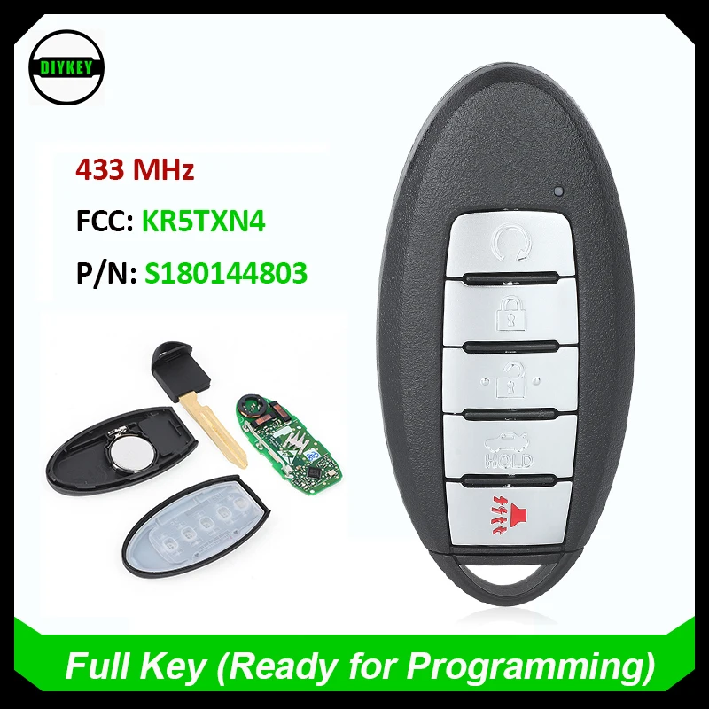 DIYKEY Keyless Smart Key for Nissan Altima Sentra Versa 2019 2020 2021 2022 Remote Key Fob 433MHz 4A Chip S180144803 KR5TXN4