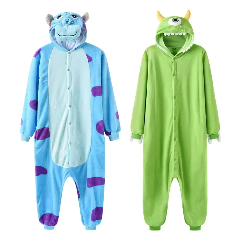 Sully Mike Kigurumis Cartoon Onesie Unisex Couple Overall Winter Funny Cute Homewear Monster Animal Jumpsuit Festival Gift