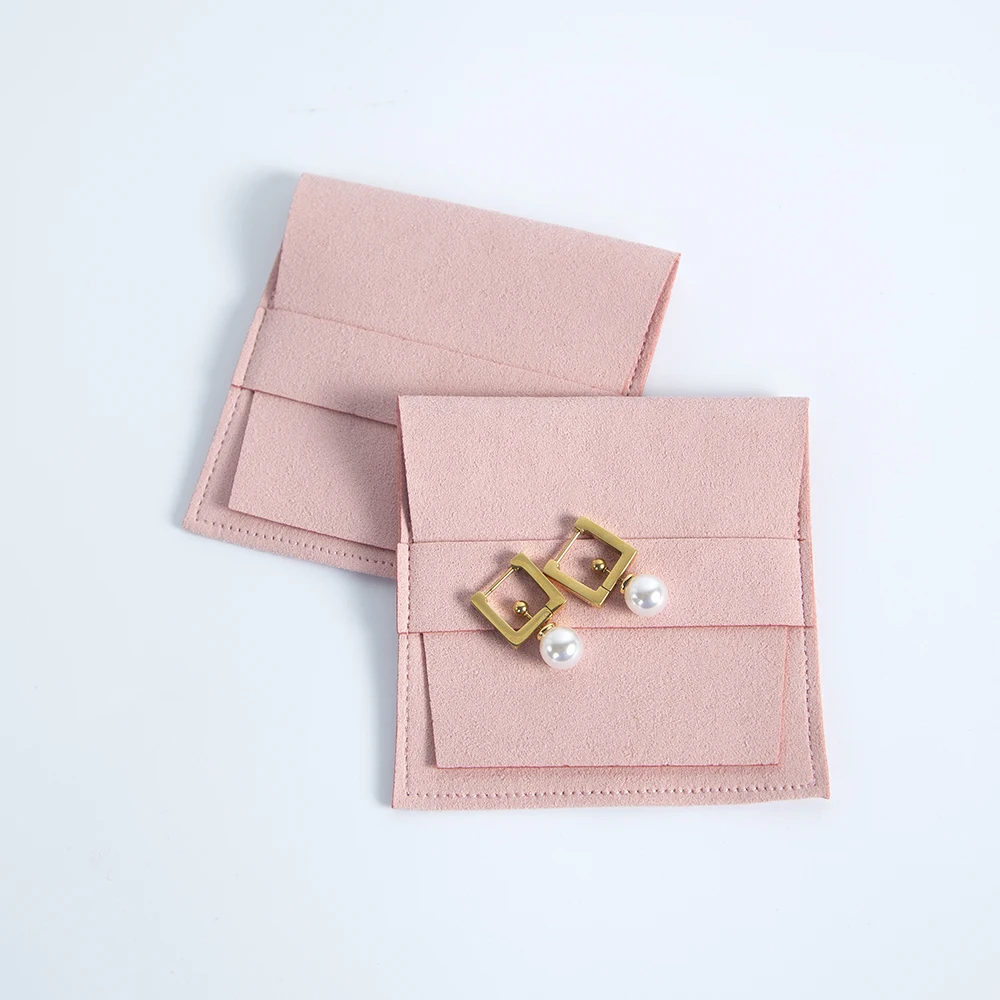 High-Grade Soft Microfiber Envelope Jewelry Bags 5Pcs with Band Anti-Scratch Storage Pouches for Rings Necklaces&Small Ornaments