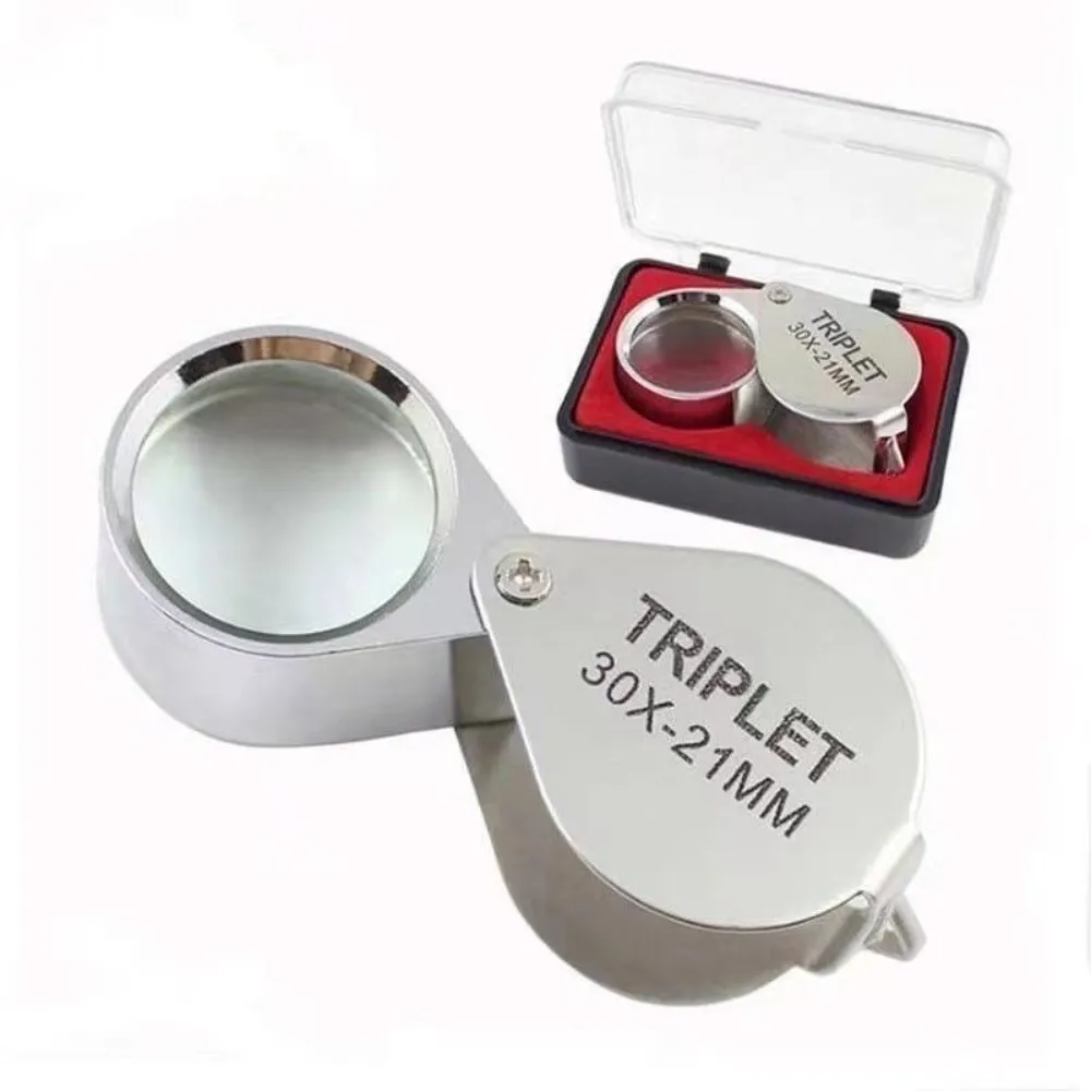 10x 20x 30x 21mm High Magnification Jewelry Magnifying Glass Alloy Glass Lens Pocket Loupe Portable Lightweight view 2