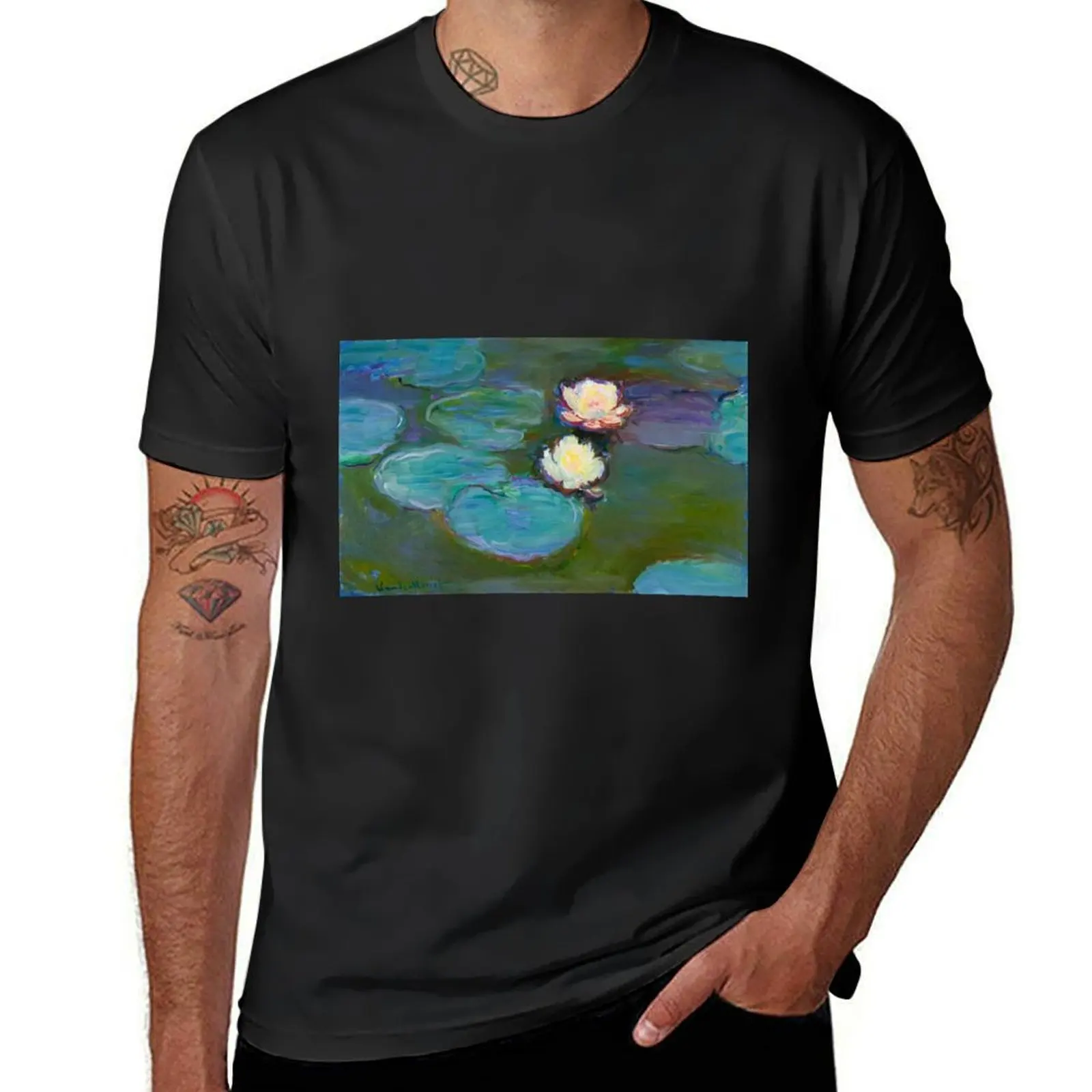 Claude Monet - Water Lilies T-Shirt plus sizes vintage clothes mens t shirt graphic