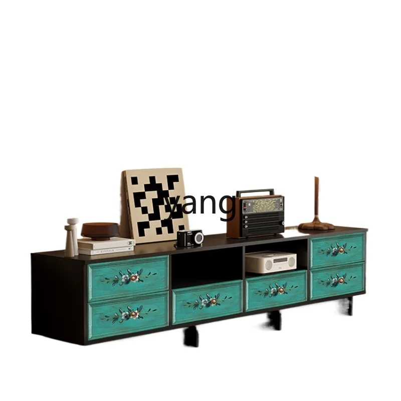 

XYY hand-painted TV cabinet retro living room background wall display screen floor cabinet