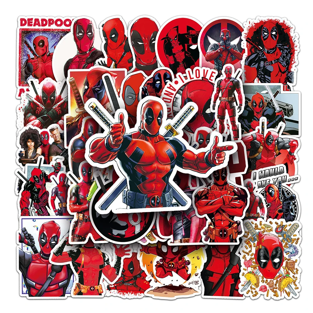 10/30/50PCS Marvel Hero Deadpool Stickers Disney Cartoon Decals For Skateboard Laptop Guitar Phone Car Waterproof Graffiti Toys