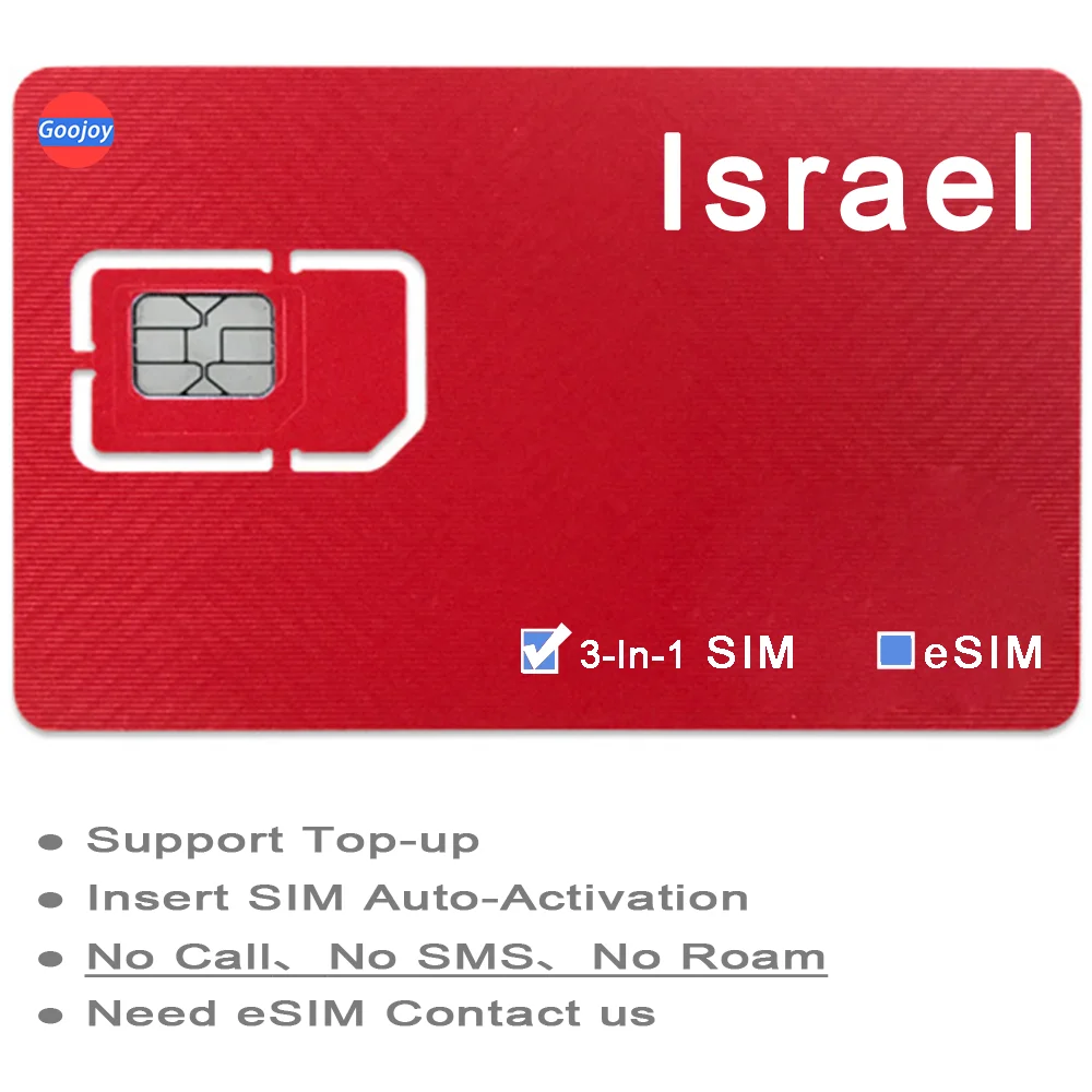 Israel Prepaid Data Simkaart, 5G/4G Onbeperkt Internet Data Abonnement, Israel Hot Mobile, Pelephone Telefoonnetwerk Reizen Sim Data Plan